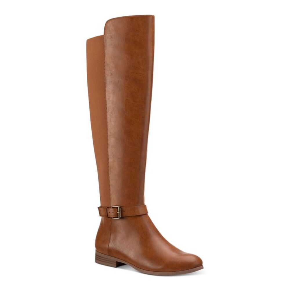 STYLE & COMPANY Womens Tan Brown Buckled Strap Kimmball Riding Boot 5 M